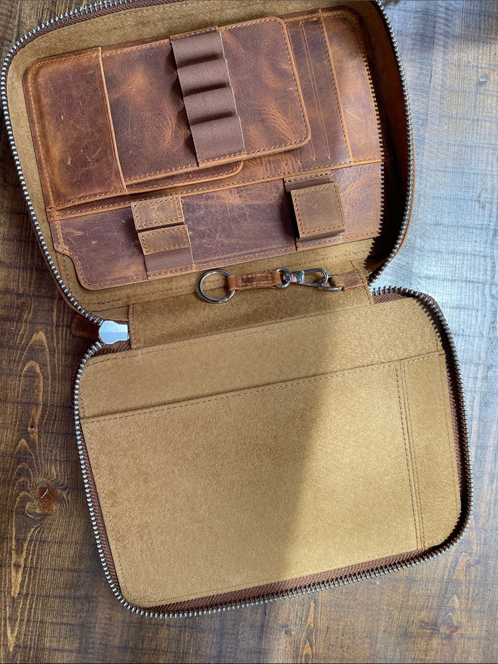 Galen Leather Expansi-Folio Leather Wide A5 Zip Folio Crazy Horse - Picture 4 of 6